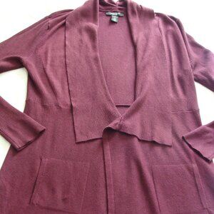 WHBM WHITE HOUSE BLACK MARKET Purple-Maroon Open Front CARDIGAN Sz LP